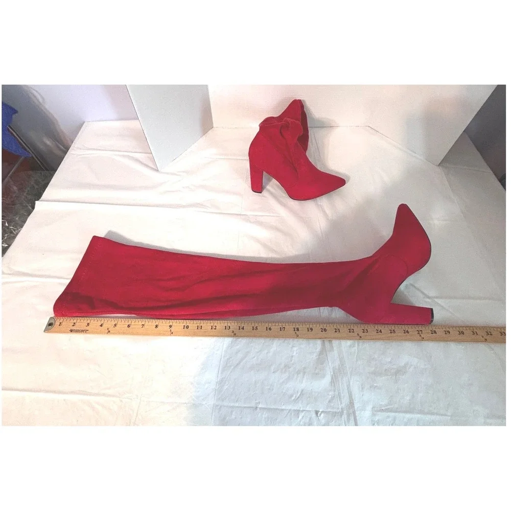 Red Over Knee Thigh High Pull On Boots 24